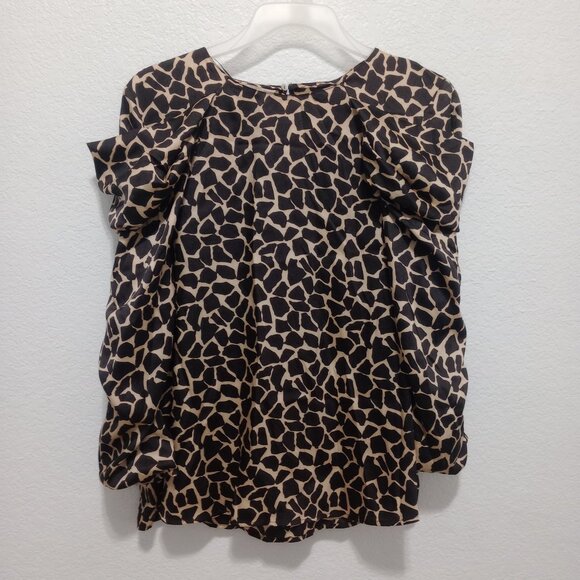 NWT Zara Women's Giraffe Print Ruffle Sleeve Blouse size Large - Picture 8 of 12